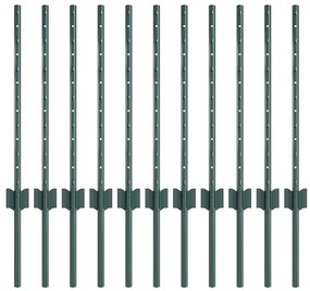 vidaXL Στύλος Περιφράξεων 11 pcs Πράσινο 100 cm Ατσάλι