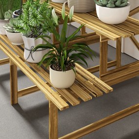 Σκάλα για φυτά Outsunny, ράφι για λουλούδια, 3 βαθμίδες, ξύλο ελάτης, 120 x 80 x 78cm