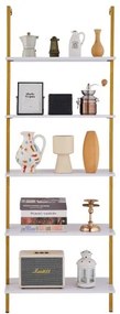 VEVOR Industrial Square Pipe Shelf 5 Tier 24x11.8in Wall-Mount Gold White