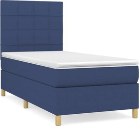 vidaXL Κρεβάτι Boxspring με Στρώμα Μπλε 80x200 εκ. Υφασμάτινο
