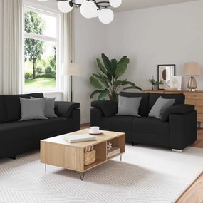 vidaXL Καναπές 2 pcs Μαύρο 219 x 80 x 82 εκ ύφασμα