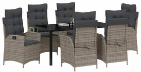 vidaXL Σέτ φαγητού για κήπο 7 pcs Γκρι συνθετικό ρατάν