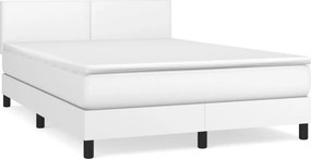 vidaXL Κρεβάτι Boxspring με Στρώμα Λευκό 140x200εκ.από Συνθετικό Δέρμα