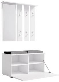 Σετ διαδρόμου Mandeville 103, 85x35cm, 31 kg, Καθρέφτης, Άσπρο, Πλαστικοποιημένη μοριοσανίδα, Τοίχου, Εντοιχισμένη | Epipla1.gr