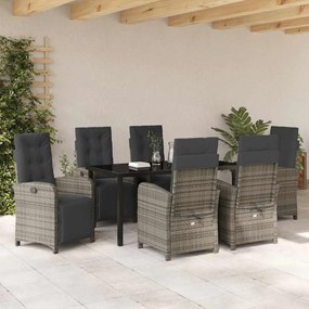 vidaXL Σέτ φαγητού για κήπο 7 pcs Γκρι συνθετικό ρατάν