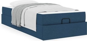 vidaXL Σκελετός κρεβατιού με στρώμα 2 pcs Μπλε ύφασμα