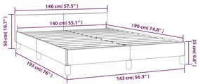 Σκελετός Κρεβατιού Χωρίς Στρώμα Taupe 140x190 εκ. Υφασμάτινο - Μπεζ-Γκρι