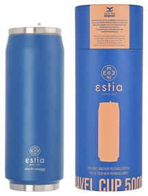 Estia 01-12076 Save The Aegean Ποτήρι Θερμός με Καλαμάκι 500ml, Denim Blue