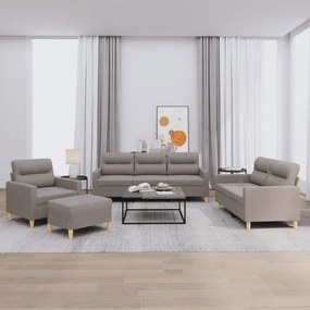 vidaXL Πολυθρόνες Σετ 4 Τεμαχίων Taupe από Ύφασμα με Μαξιλάρια