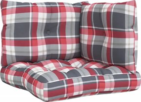 vidaXL Μαξιλάρια Παλέτας 3 τεμ. Γκρι Καρό Υφασμάτινα