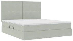 vidaXL Κρεβάτι με αποθηκευτικό χώρο και LED Ανοιχτό γκρι 180 x 200 cm