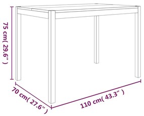 Τραπεζαρία 110 x 70 x 75 εκ. από Μασίφ Ξύλο Ακακίας - Καφέ