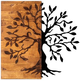 Διακοσμητικό τοίχου Agac Tree Megapap ξύλινο - μεταλλικό χρώμα καρυδί - μαύρο 58x3x58εκ.-GP052-0058