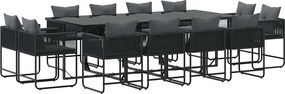 vidaXL Σέτ φαγητού για κήπο 13 pcs Μαύρο Ατσάλι