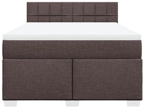 vidaXL Κρεβάτι Boxspring με Στρώμα Σκούρο Καφέ 140x190 εκ. Υφασμάτινο
