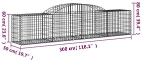 vidaXL Συρματοκιβώτια Τοξωτά 2 τεμ. 300x50x60/80 εκ. Γαλβαν. Ατσάλι