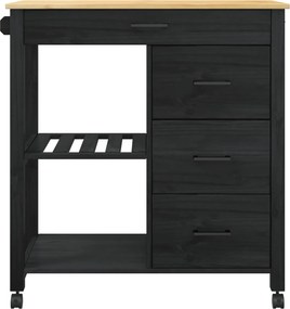 vidaXL Καρότσι Κουζίνας MONZA Μαύρο 84 x 40 x 88,5 εκ.