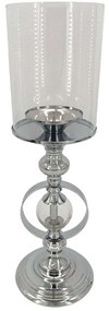 Κηροπήγιο Στεφάνι 24-15-40060 46cm Silver Marhome Μέταλλο,Γυαλί