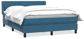 Κρεβάτι Boxspring με Στρώμα Σκούρο Μπλε 140x210 εκ. Βελούδινο - Μπλε