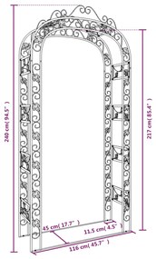 vidaXL Αψίδα Κήπου Μαύρη 116 x 45 x 240 εκ. Ατσάλινη