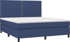 vidaXL Κρεβάτι Boxspring με Στρώμα Μπλε 180x200 εκ. Υφασμάτινο