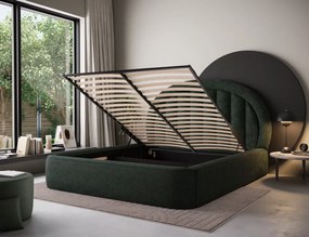 Επενδυμένο κρεβάτι Circle-140 x 200-Πράσινο Σκούρο