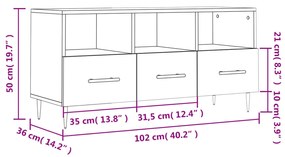 Έπιπλο Τηλεόρασης Γκρι Σκυροδέματος 102x36x50 εκ. Επεξ. Ξύλο - Γκρι