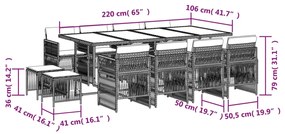 vidaXL Σετ Τραπεζαρίας Κήπου 13τεμ Μικτό Μπεζ Συνθ. Ρατάν με Μαξιλάρια