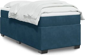vidaXL Κρεβάτι Boxspring με Στρώμα Σκούρο Μπλε 90x200 εκ. Βελούδινο