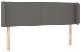 vidaXL Κεφαλάρι Κρεβατιού LED Γκρι 147x16x78/88εκ. από Συνθετικό Δέρμα