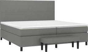 vidaXL Κρεβάτι Boxspring με Στρώμα Σκούρο Γκρι 200x200 εκ. Υφασμάτινο