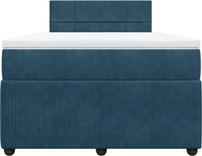 vidaXL Κρεβάτι Boxspring με Στρώμα Μπλε 120x190 εκ. Βελούδινο