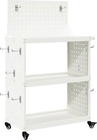 vidaXL Καρότσι εργαλείων Λευκό 65 x 35 x 111 εκ Ψυχρής έλασης χάλυβας