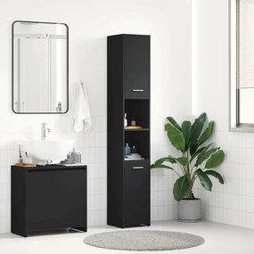vidaXL Στήλη Μπάνιου Μαύρη 30 x 30 x 183,5 εκ. από Επεξεργασμένο Ξύλο