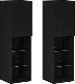 vidaXL Σετ επίπλου τηλεόρασης 2 pcs Μαύρη Οξυά Επεξεργασμένο Ξύλο