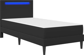 vidaXL Σκελετός κρεβατιού με στρώμα Μαύρο 90 x 190 cm Τεχνητό Δέρμα