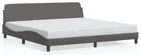 vidaXL Πλαίσιο Κρεβατιού με Κεφαλάρι Γκρι 200x200 εκ. Συνθετικό Δέρμα