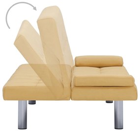 Καναπές - Κρεβάτι με Δύο Μαξιλάρια Κίτρινος από Πολυεστέρα - Κίτρινο