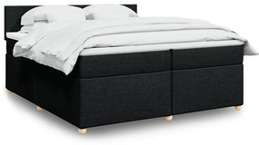 vidaXL Κρεβάτι Boxspring με Στρώμα Μαύρο 200x200 εκ. Υφασμάτινο