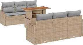 vidaXL Σετ Καναπέ Κήπου με αποθήκευση 7 pcs Μπεζ Πολυ ράταν