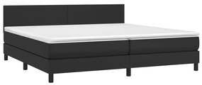 vidaXL Κρεβάτι Boxspring με Στρώμα & LED Μαύρο 200x200 εκ. Συνθ. Δέρμα