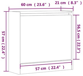 Παπουτσοθήκη Καπνιστή Δρυς 60x21x57 εκ. από Επεξεργασμένο Ξύλο - Καφέ