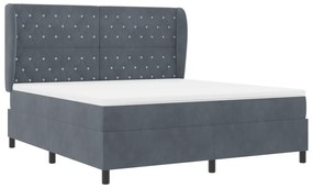 vidaXL Κρεβάτι με Στρώμα Στήριξης Σκούρο Γκρι 180x200 εκ. Βελούδο