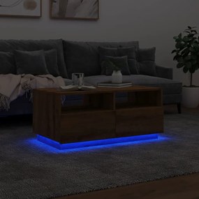 Τραπεζάκι Σαλονιού με LED Artisan Δρυς 90 x 49 x 40 εκ. - Καφέ