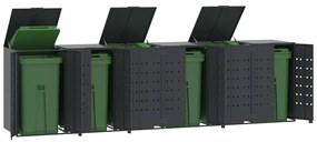 vidaXL Πλαίσιο Κάδων Απορριμμάτων 6 Κάδοι Ανθρακί 414x79x117 εκ Ατσάλι