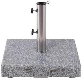 WOODWELL ΒΑΣΗ ομπρέλας τετράγωνη Γρανίτης/Inox #304 (40Kg) 45x45 H.7,5/37cm Ε932