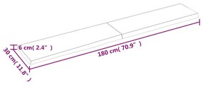 Πάγκος Μπάνιου Αν. Καφέ 180x30x(2-6) εκ. Επεξεργ. Μασίφ Ξύλο - Καφέ