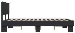 vidaXL Πλαίσιο Κρεβατιού Μαύρο 140 x 190 εκ. Επεξ. Ξύλο &amp; Μέταλλο