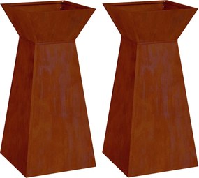 vidaXL Γλάστρα Πυλώνας 2 τμχ. Σκ rusty 35 x 35 x 73 εκ.