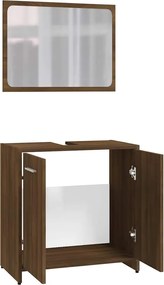 vidaXL Σετ Επίπλων Μπάνιου Καφέ Δρυς από Τεχν. Ξύλο